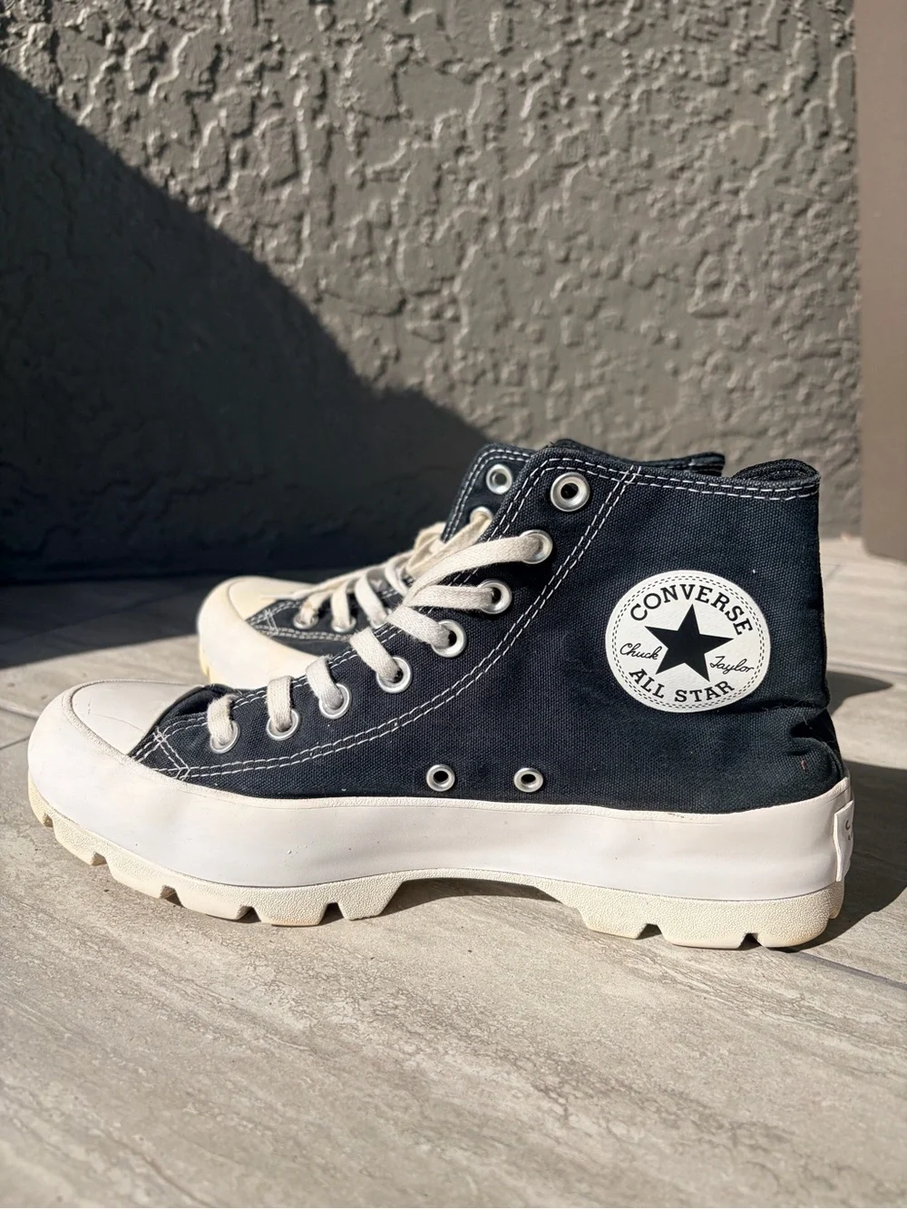 Converse Black High-Top Canvas Sneakers with White Sole and Laces
